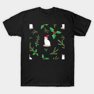 Ragdoll Cats with Santa Hats - White Winter Party Pattern T-Shirt